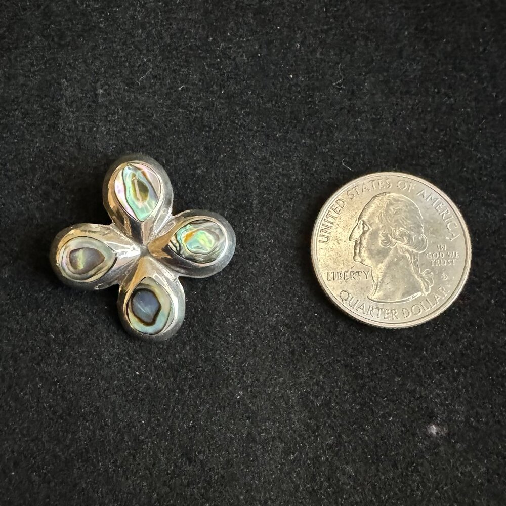 NWOT 950 Sterling Silver Abalone Shell Pendant and Earrings set - Picture 3 of 10